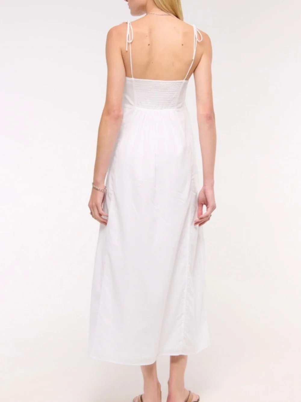 Abercrombie & Fitch White Pintuck Flowy Maxi Dress Large Petite